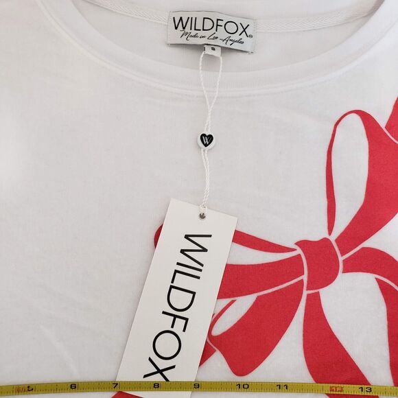 NEW!! Wildfox SIZE S Gift Wrapped Bow White Lightweight Sweater Sweatshirt Top - Picture 11 of 12
